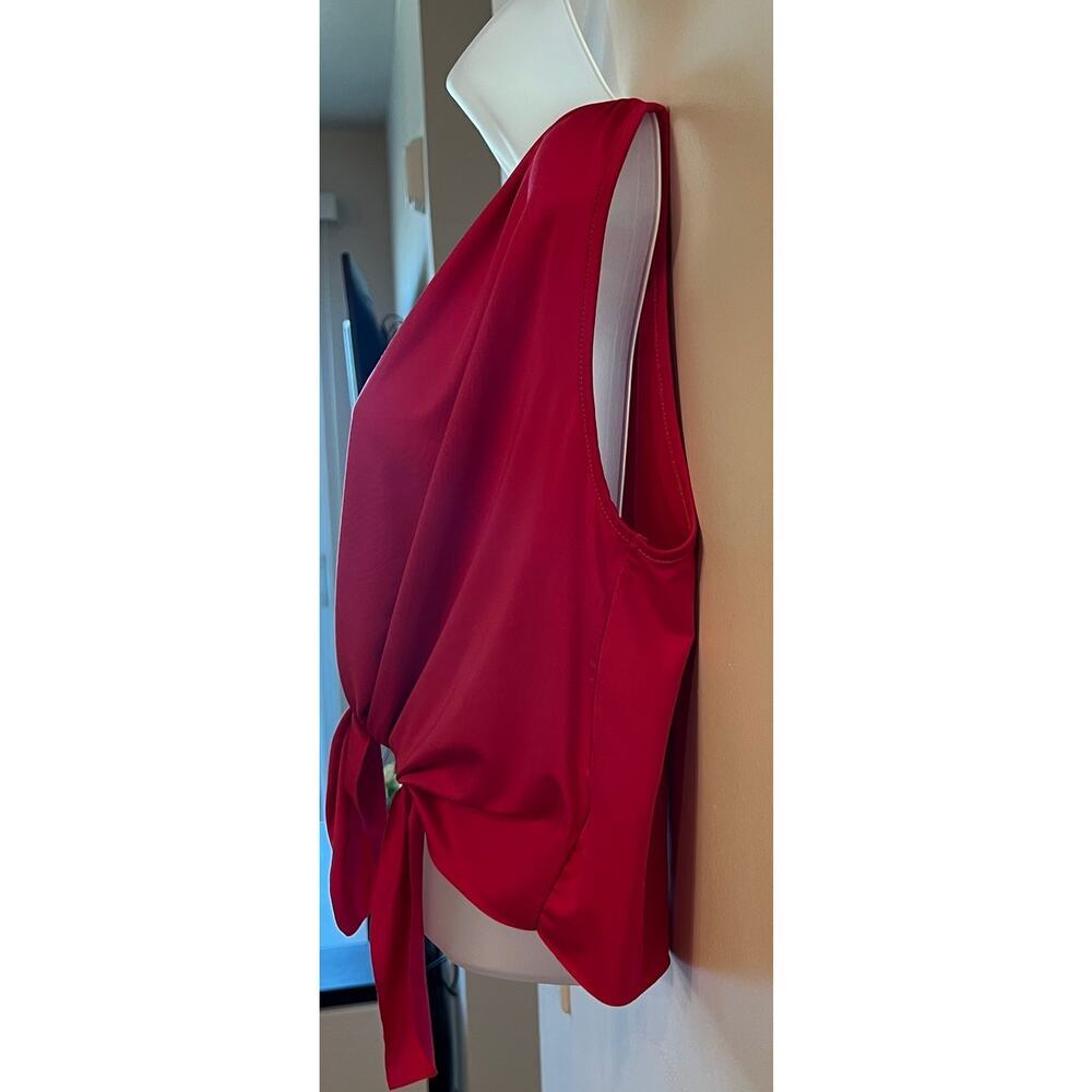 SHEIN Pink Asymmetrical off the shoulder sleeveless side cut out bow crop top XL - Picture 3 of 6